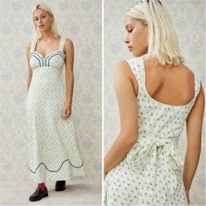 NWT Free People Sweat Heart midi dress in ivory combo